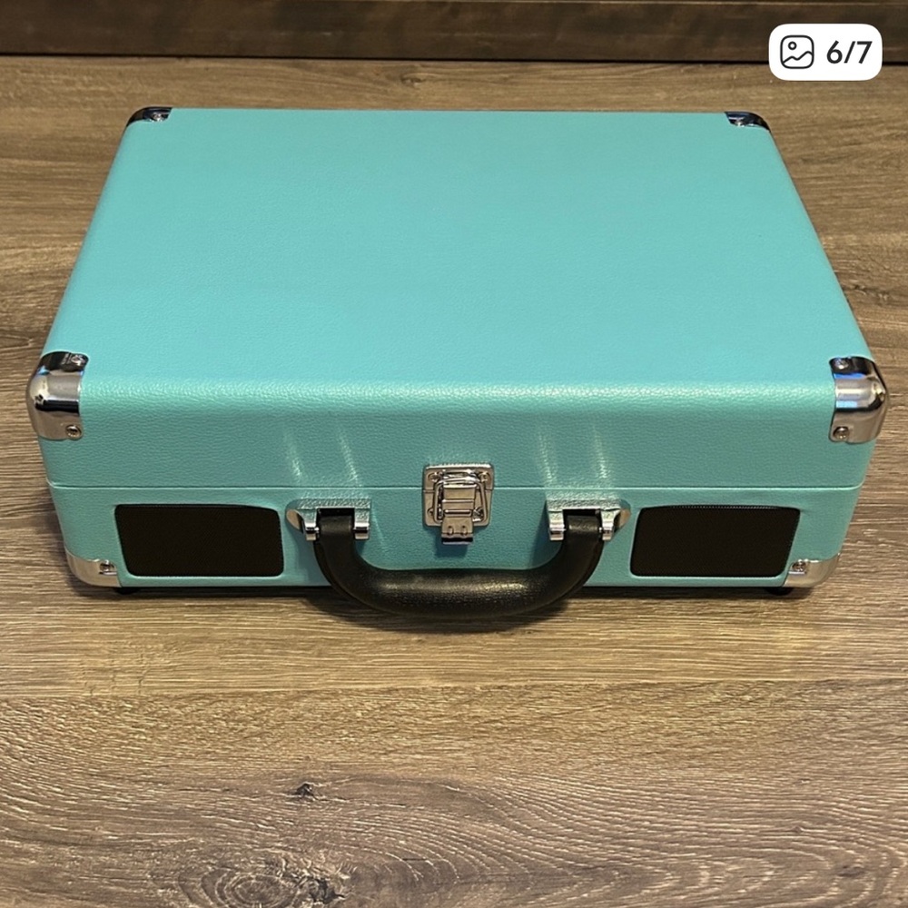 Victrola Turquoise Portable Record Player - Picture 3 of 3